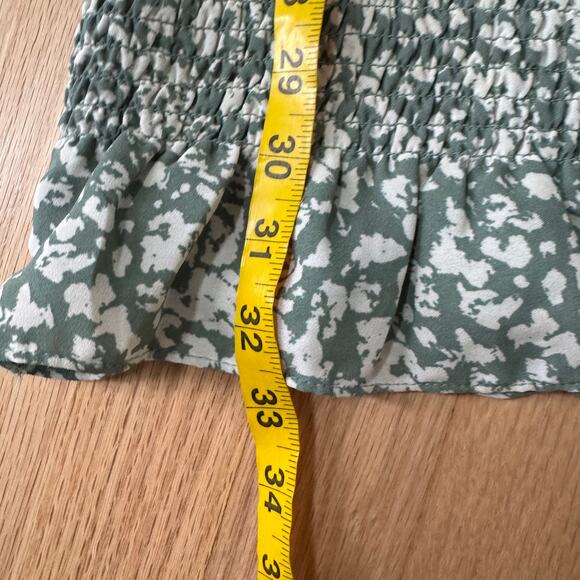 Hollister Womens Smocked Mini Dress Womens M Green White Romantic Boho - Picture 7 of 8